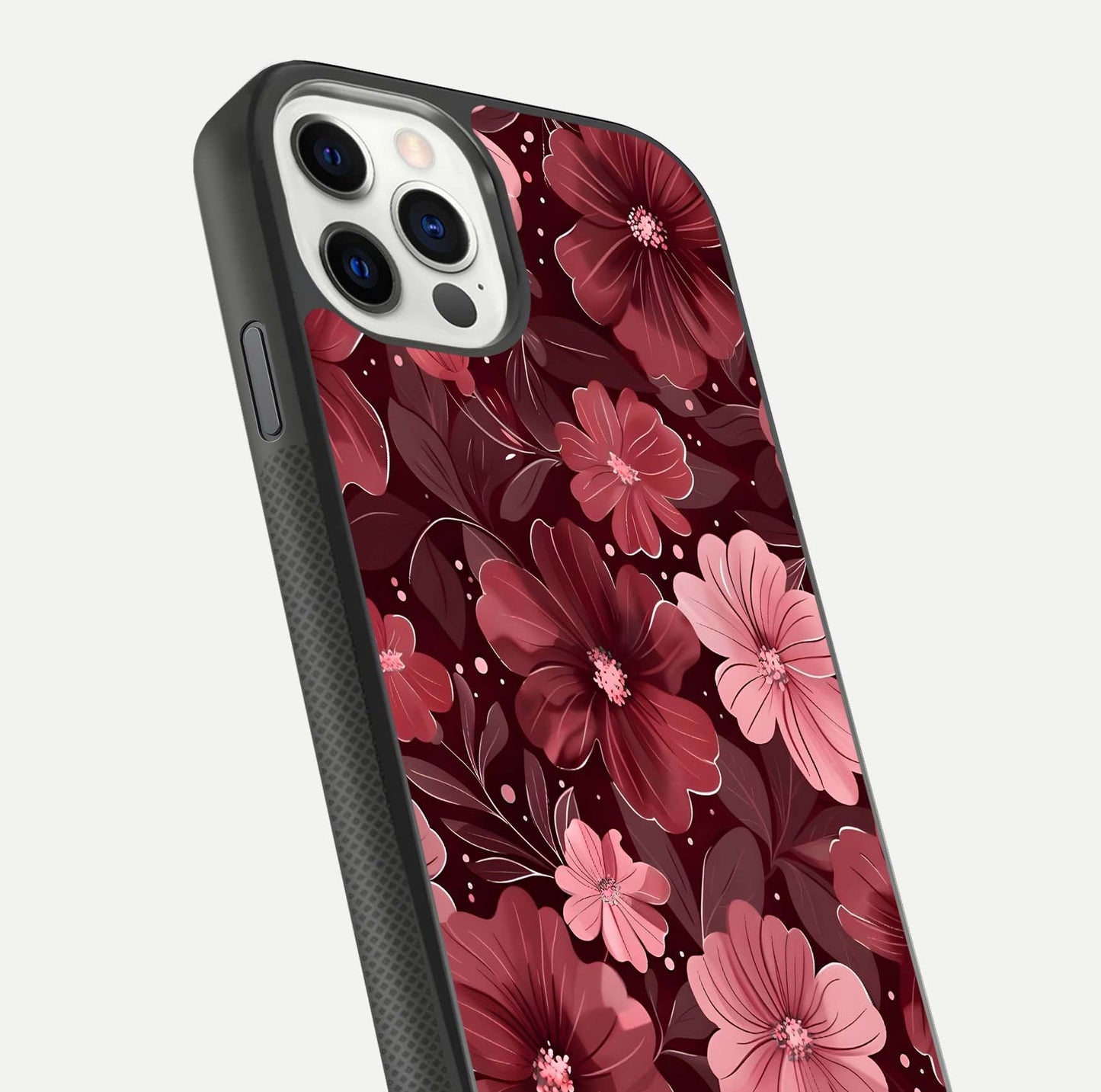 Flower Blush Bloom Glass Case for iPhone 11 Pro dual-view layout displaying HD print and smooth curves