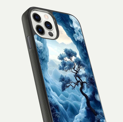 Frozen Serenity Gate Glass Case for iPhone 11 Pro dual-view layout displaying winter theme and smooth curves