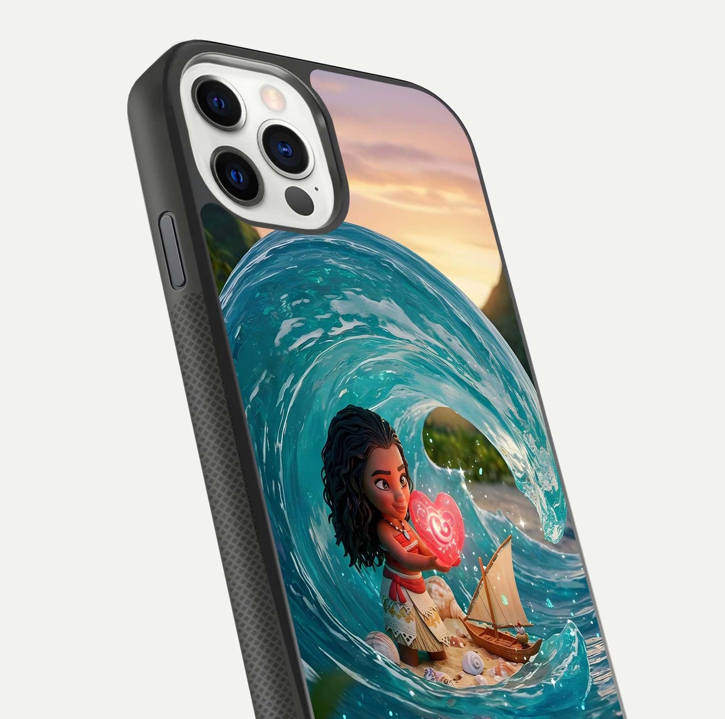 Heart of Ocean Glass Case for iPhone 11 Pro front and back view layout highlighting sea-themed art and curved glass edges