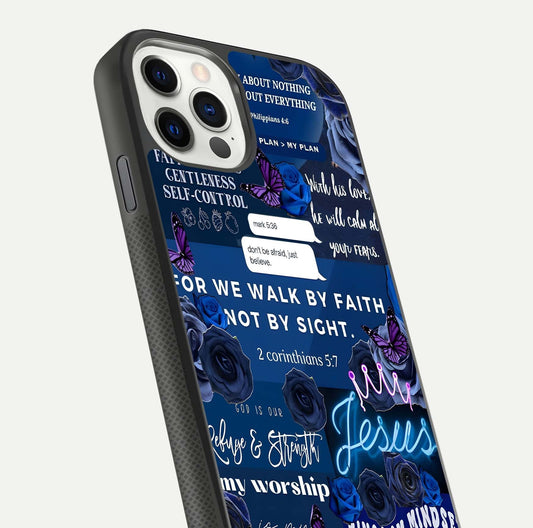 Kingdom Faith Glow Glass Case for iPhone 11 Pro front and back view layout highlighting radiant spiritual design