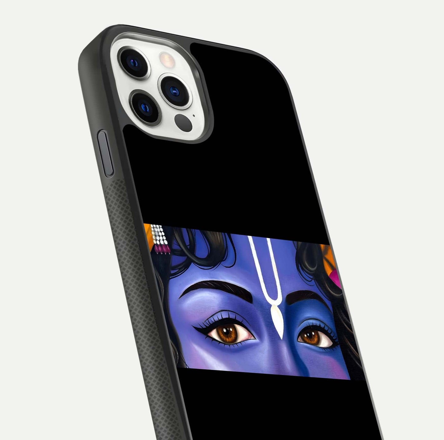 Krishna Eye Glass Case for iPhone 11 Pro front and back view layout highlighting detailed spiritual motif