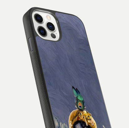 Lord Krishna Glass Case for iPhone 11 Pro front & back layout displaying soft tones and elegant edges
