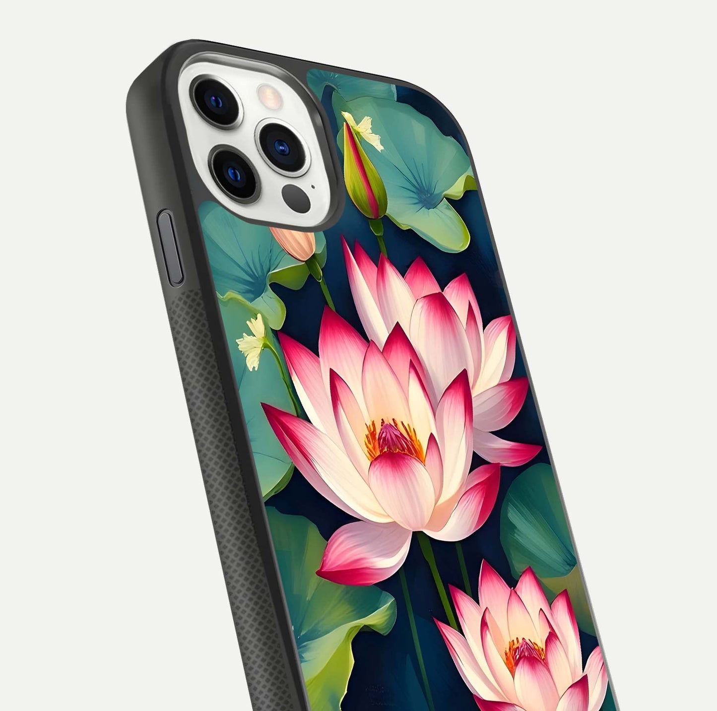 Lotus Dream Serenity Glass Case for iPhone 11 Pro front & back layout with elegant finish and edge curve
