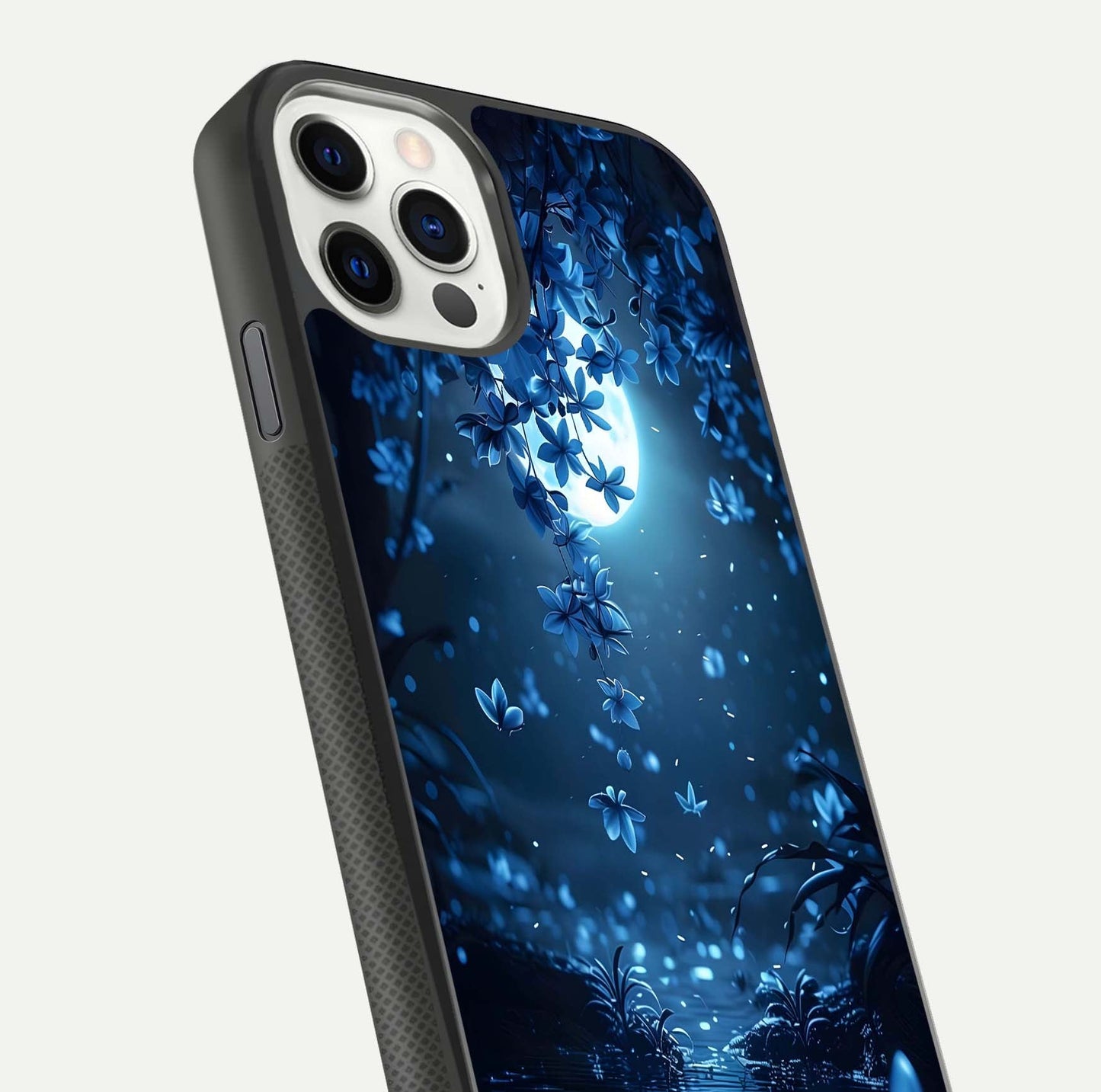 Moonlight Petal Dream Glass Case for iPhone 11 Pro front & back layout highlighting soft pastel tones
