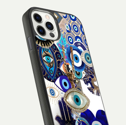 Mystic Charm Eye Glass Case for iPhone 11 Pro front & back layout highlighting spiritual design and edges