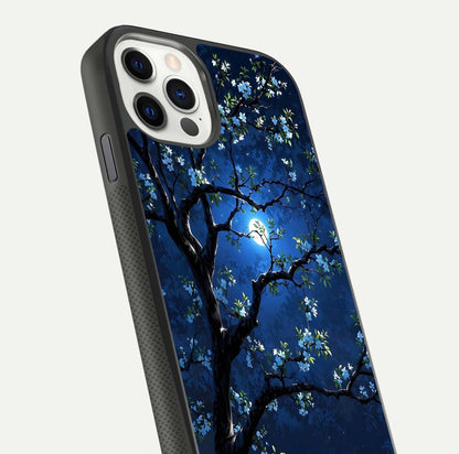 Mystic Floral Night Glass Case for iPhone 11 Pro front & back layout showing elegant floral art and smooth edges