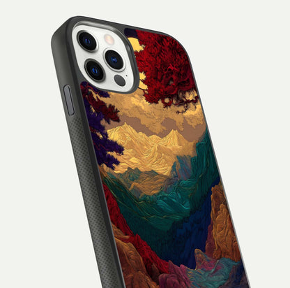 Mystic Valley Light Glass Case for iPhone 11 Pro front & back layout displaying landscape tones and edges