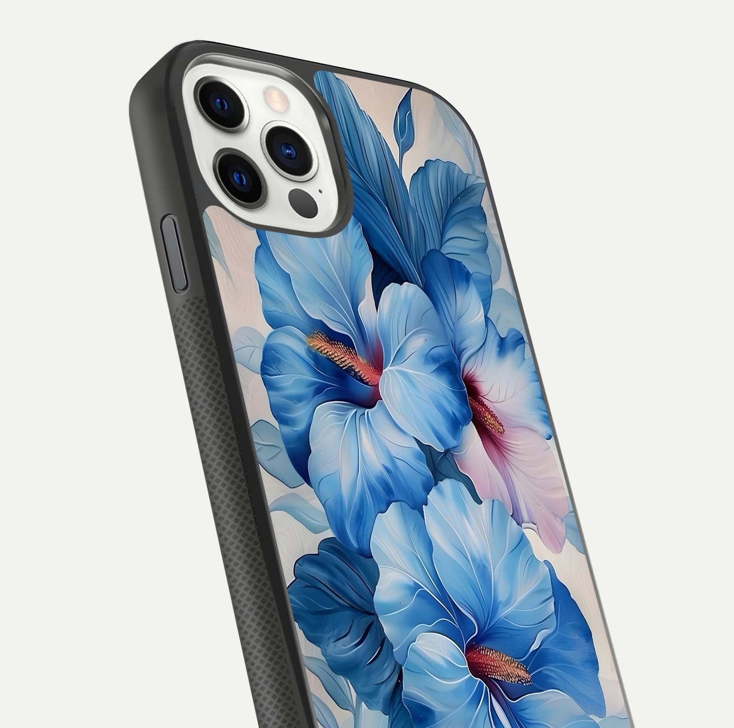 Ocean Hibiscus Grace Glass Case for iPhone 11 Pro front & back layout showing vibrant oceanic tones and curves