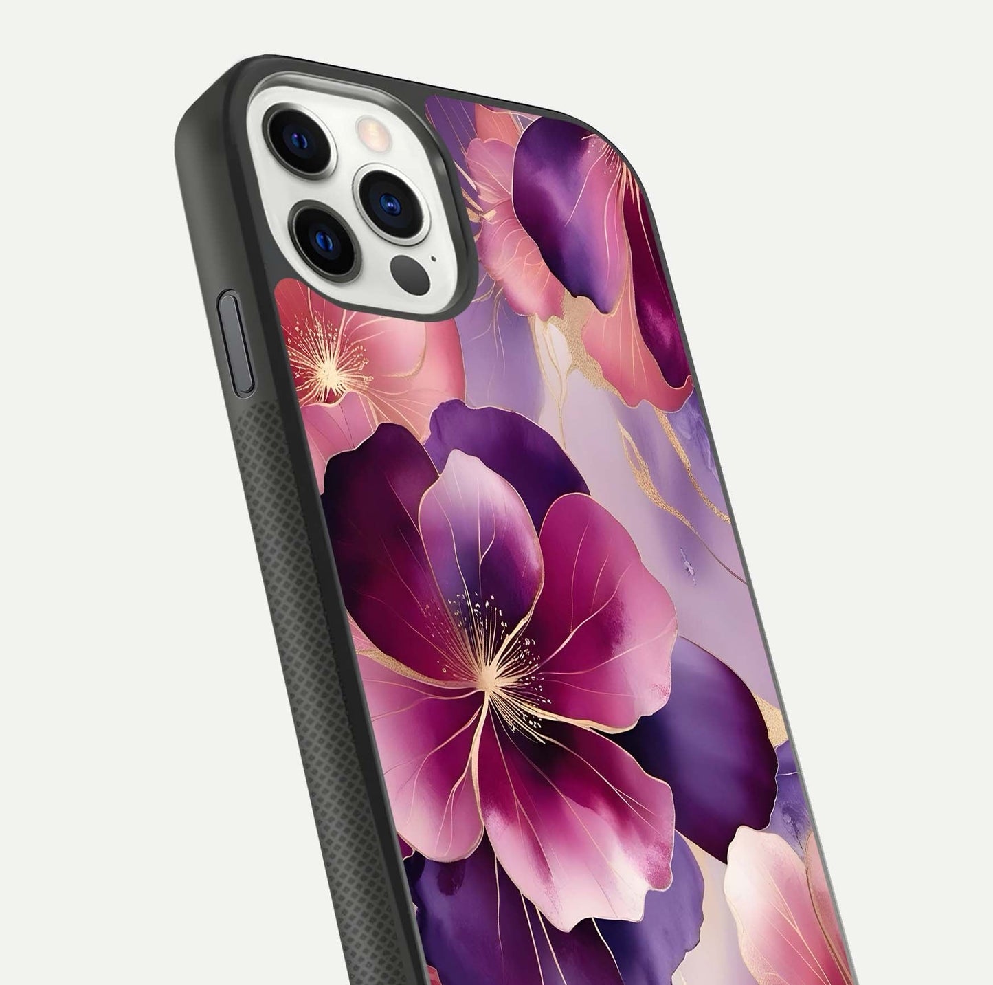 Pink Bouquet Florals Glass Case for iPhone 11 Pro front & back layout highlighting vivid petals and smooth edges