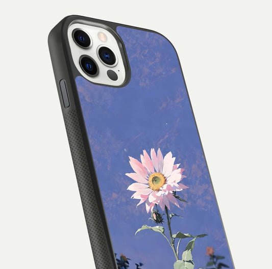 Pink Sunflower Glow Glass Case for iPhone 11 Pro front & back layout showing HD tones and bright finish