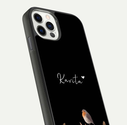 Quiet Garden Tune Custom Name Glass Case for iPhone 11 Pro front & back layout highlighting name area and edges