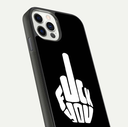 Rebel Mode On Glass Case for iPhone 11 Pro front & back layout showing minimal tone and clean edge fit