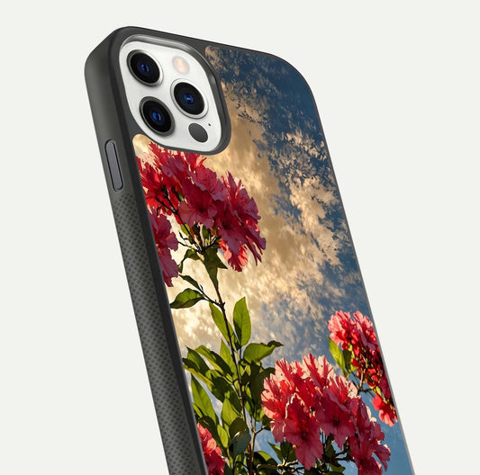 Red Bloom Skies Glass Case for iPhone 11 Pro front & back layout showing soft gradient sky tones and edges