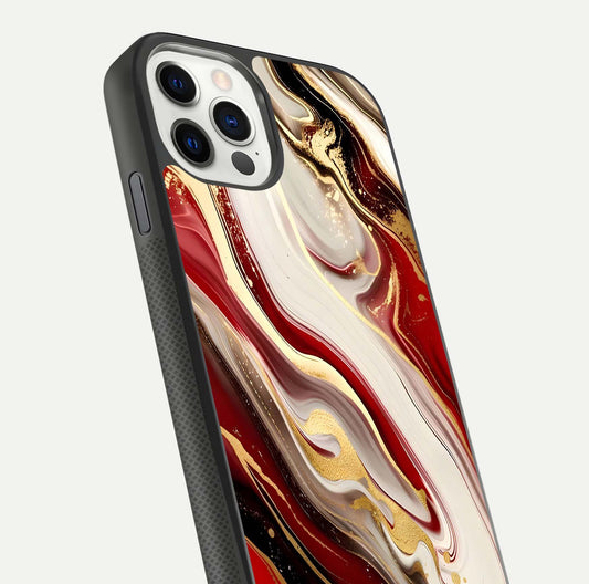 Red & White Marble Glass Case For iPhone 11 Pro