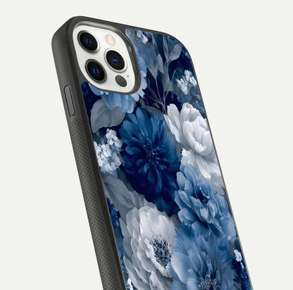 Royal Bloom Garden Glass Case for iPhone 11 Pro front & back layout showing soft tones and curved glass design