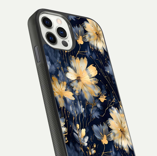 Royal Petal Dream Glass Case for iPhone 11 Pro front & back layout showing floral pattern and clean edge finish