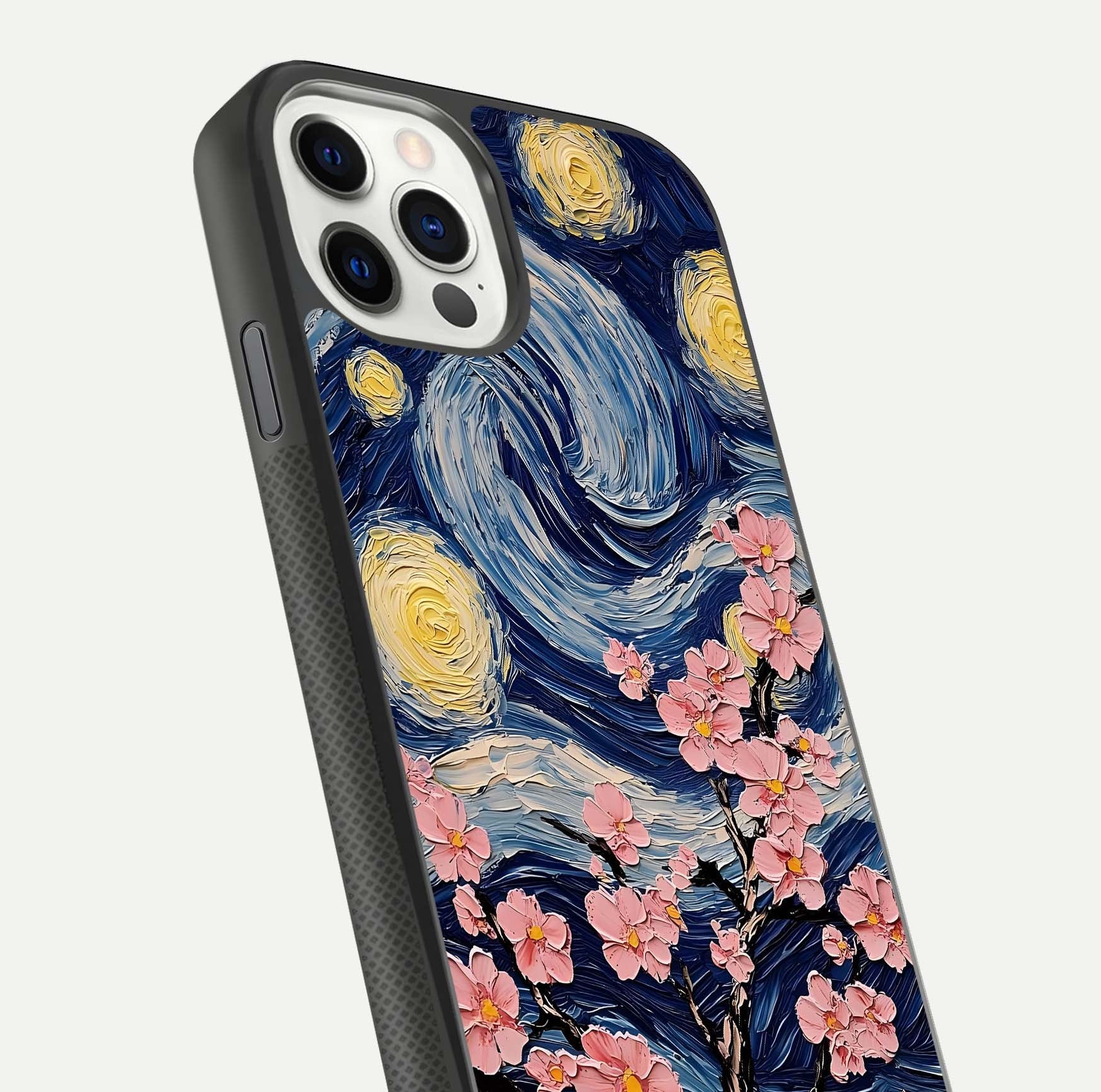 Van Gogh Scenery Glass Case for iPhone 11 Pro front & back layout showing vibrant tones and detailed design