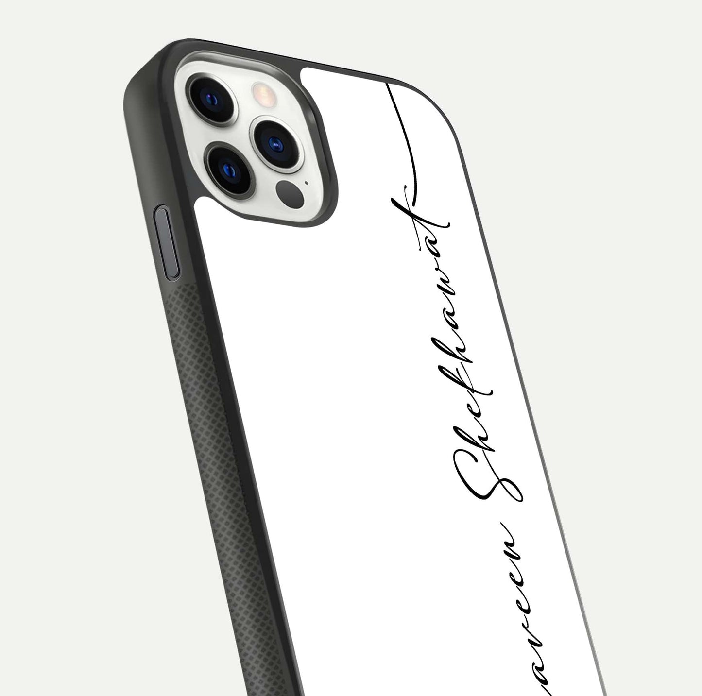 White Tune Custom Name Glass Case for iPhone 11 Pro front & back layout showing clean design and text placement