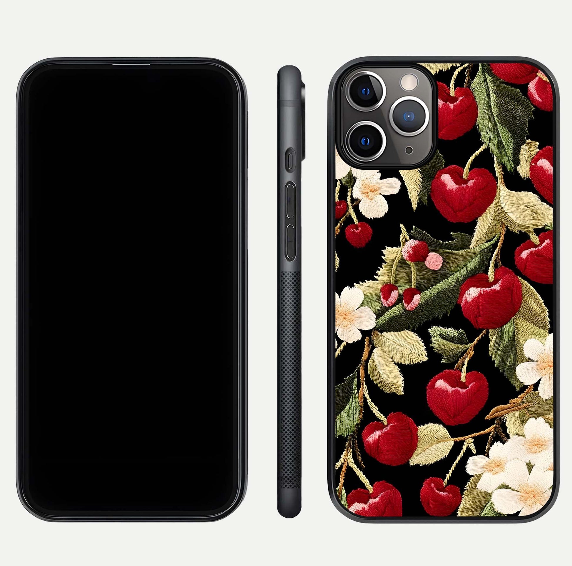 Bloom Thread Art Glass Case for iPhone 11 Pro Max close-up view highlighting fine line details and glossy shine