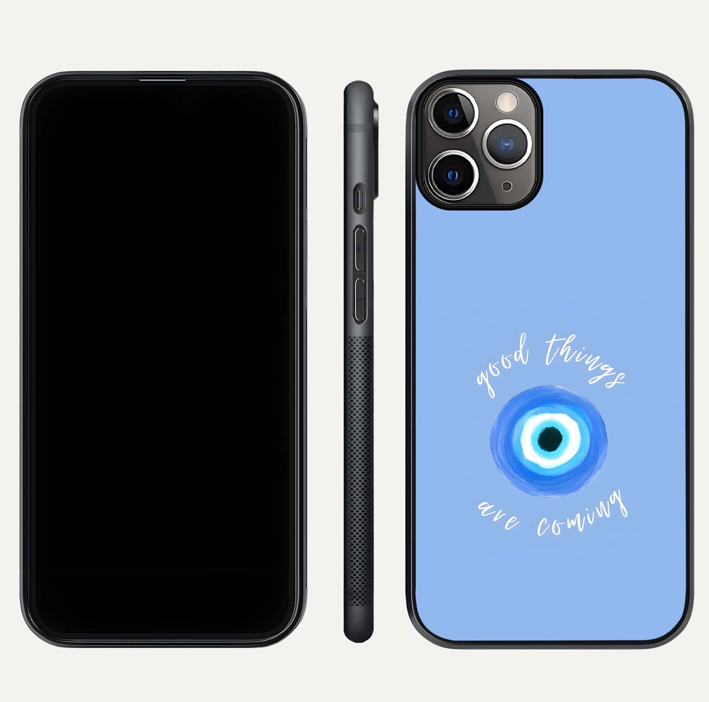 Bright Future Ahead Glass Case for iPhone 11 Pro Max close-up image highlighting bold quote text and HD reflection