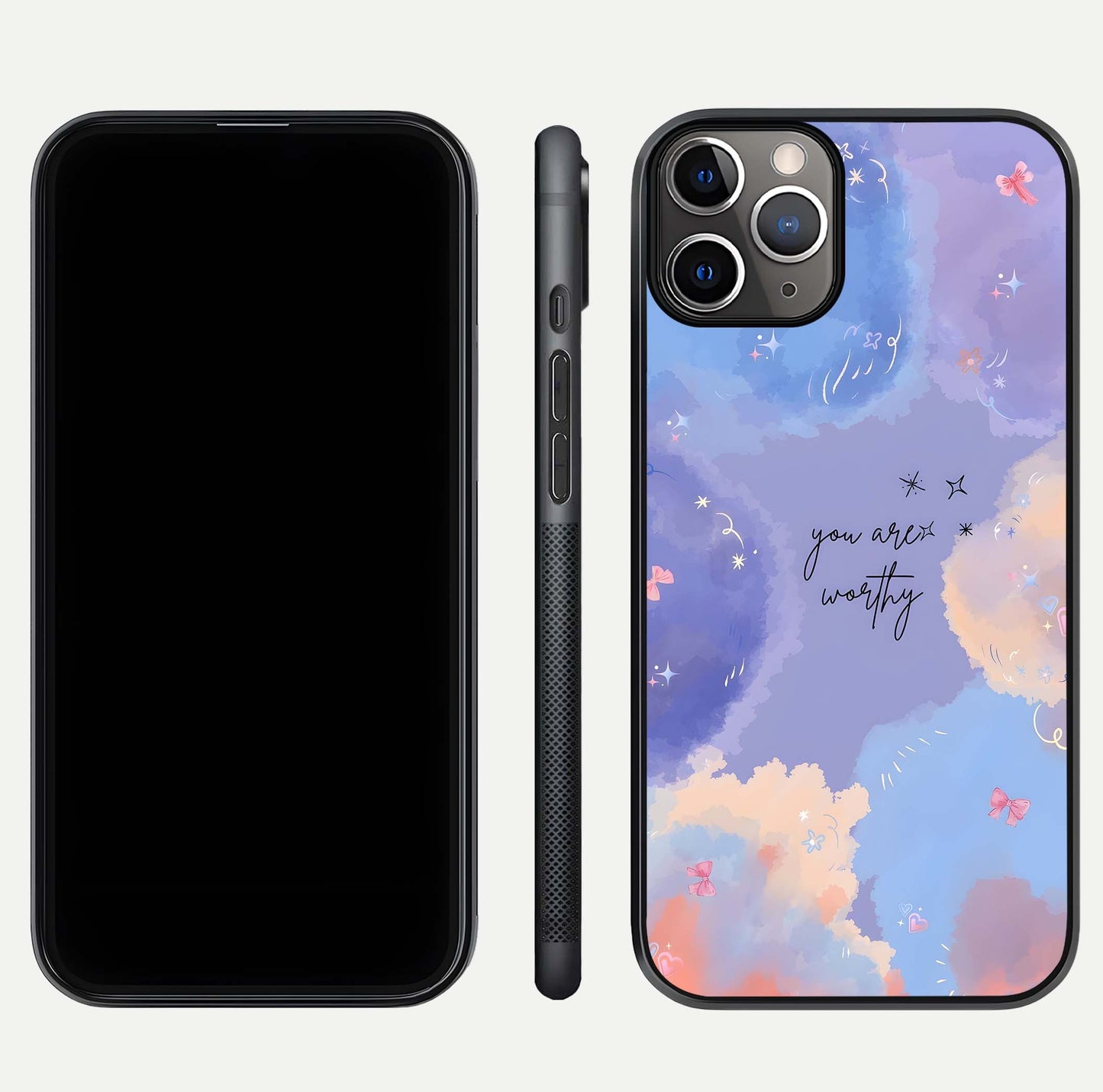 Celestial Cloud Magic Glass Case for iPhone 11 Pro Max close-up highlighting smooth gradient and gloss surface