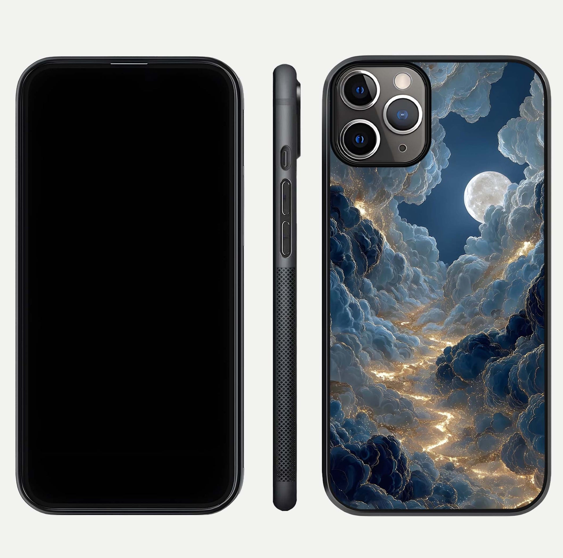 Celestial Cloud Road Glass Case for iPhone 11 Pro Max close-up view showing road gradient and cloud reflection shine