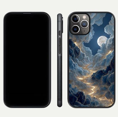 Celestial Cloud Road Glass Case for iPhone 11 Pro Max close-up view showing road gradient and cloud reflection shine
