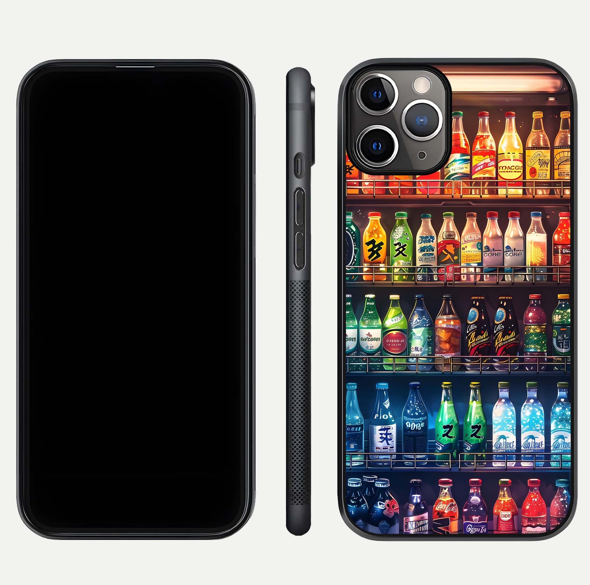 Colorful Soda Bottles Glass Case for iPhone 11 Pro Max close-up showing colorful bottles and HD reflection