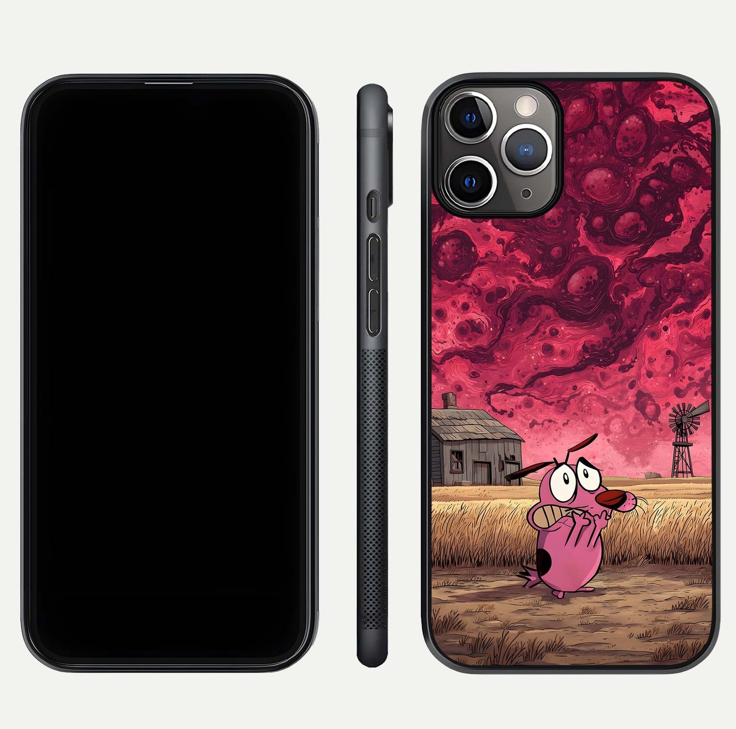 Courage Under Sky Glass Case for iPhone 11 Pro Max close-up highlighting typography and HD reflection