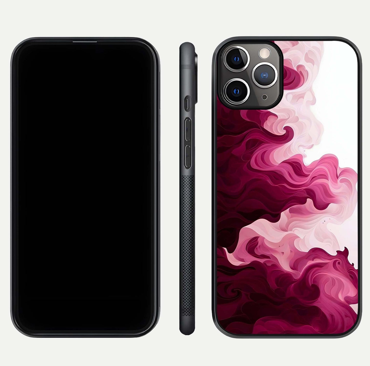 Crimson Wave Flow Glass Case for iPhone 11 Pro Max close-up highlighting flow texture and reflection tone