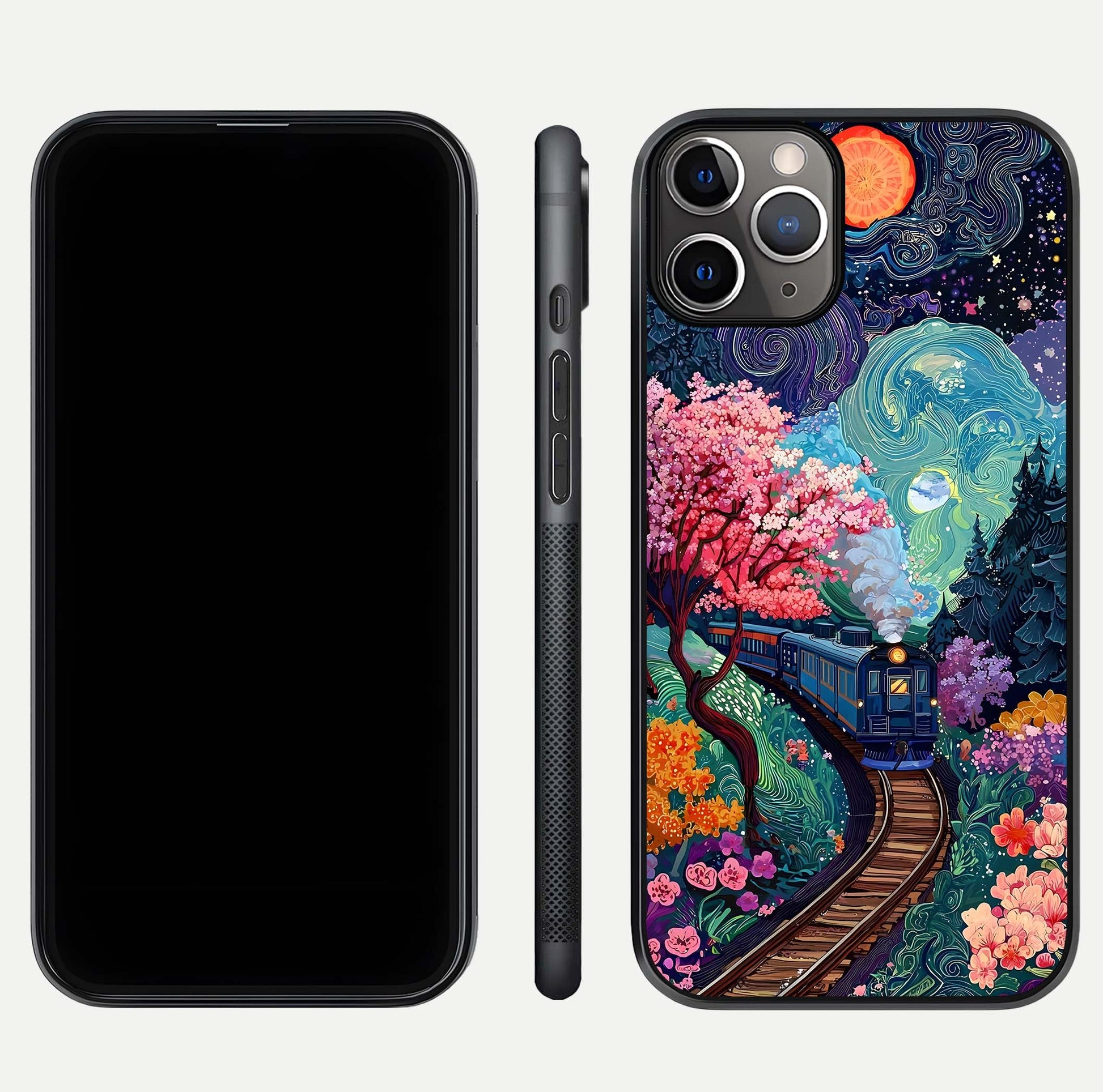 Digital Art Glass Case for iPhone 11 Pro Max close-up highlighting brush-stroke details and reflection polish