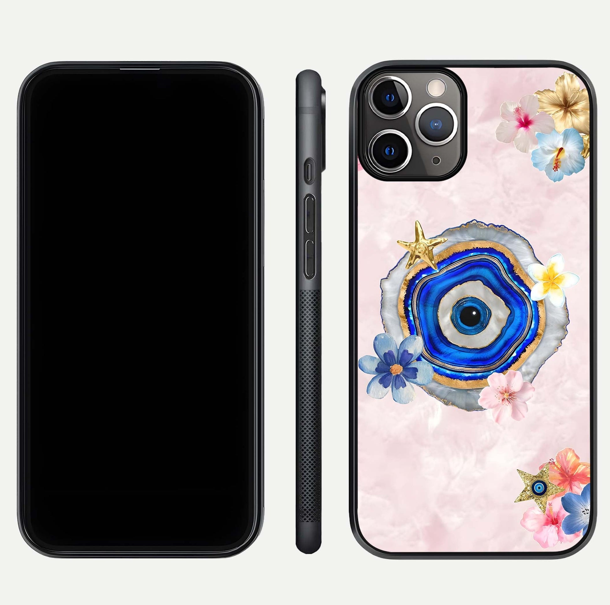 Divine Aura Bloom Glass Case for iPhone 11 Pro Max close-up highlighting flower glow and reflection tone