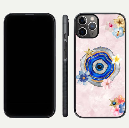 Divine Aura Bloom Glass Case for iPhone 11 Pro Max close-up highlighting flower glow and reflection tone