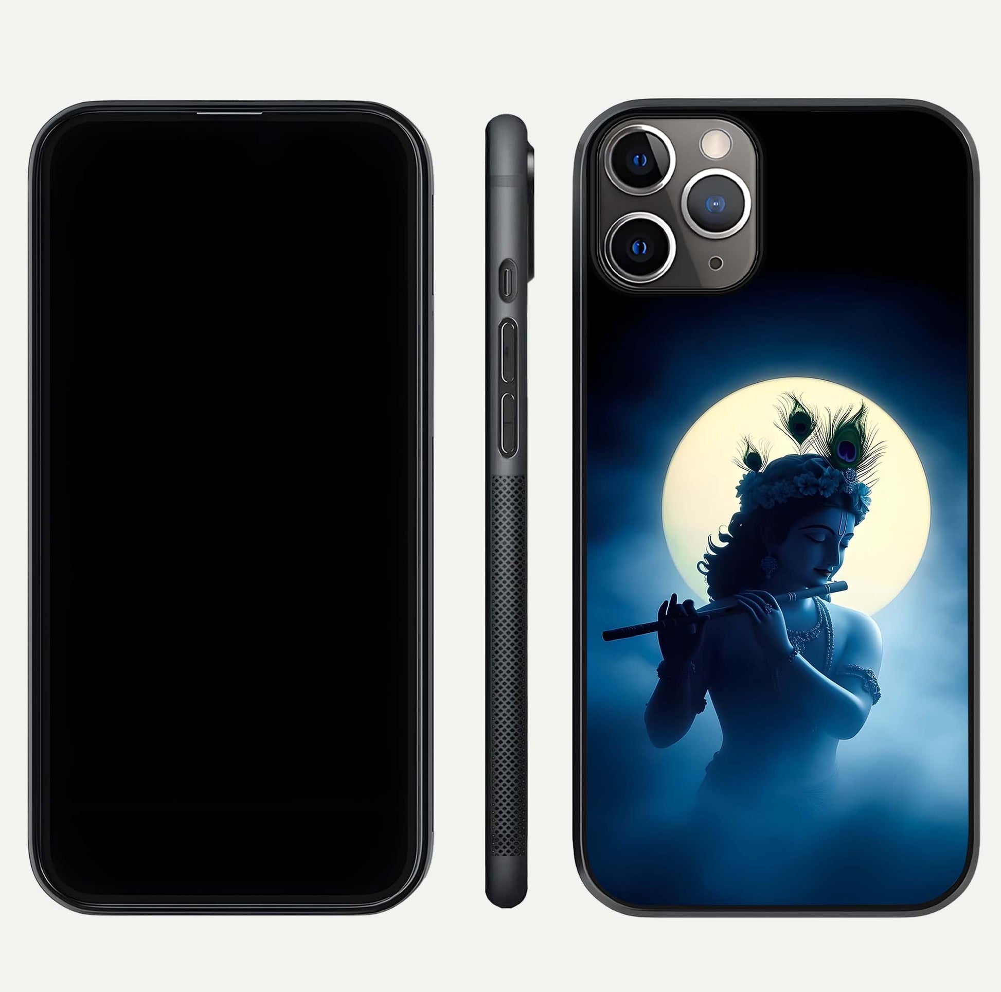 Divine Moon Flute Glass Case for iPhone 11 Pro Max close-up highlighting flute detail and reflection shine