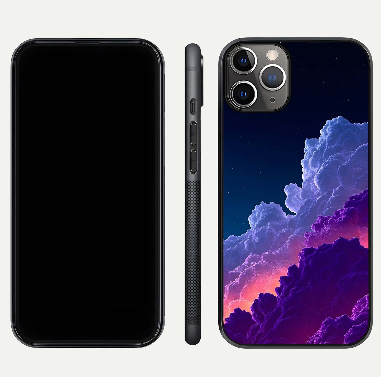 Dreamy Cloud Skies Glass Case for iPhone 11 Pro Max close-up highlighting soft gradient tones and reflection glow