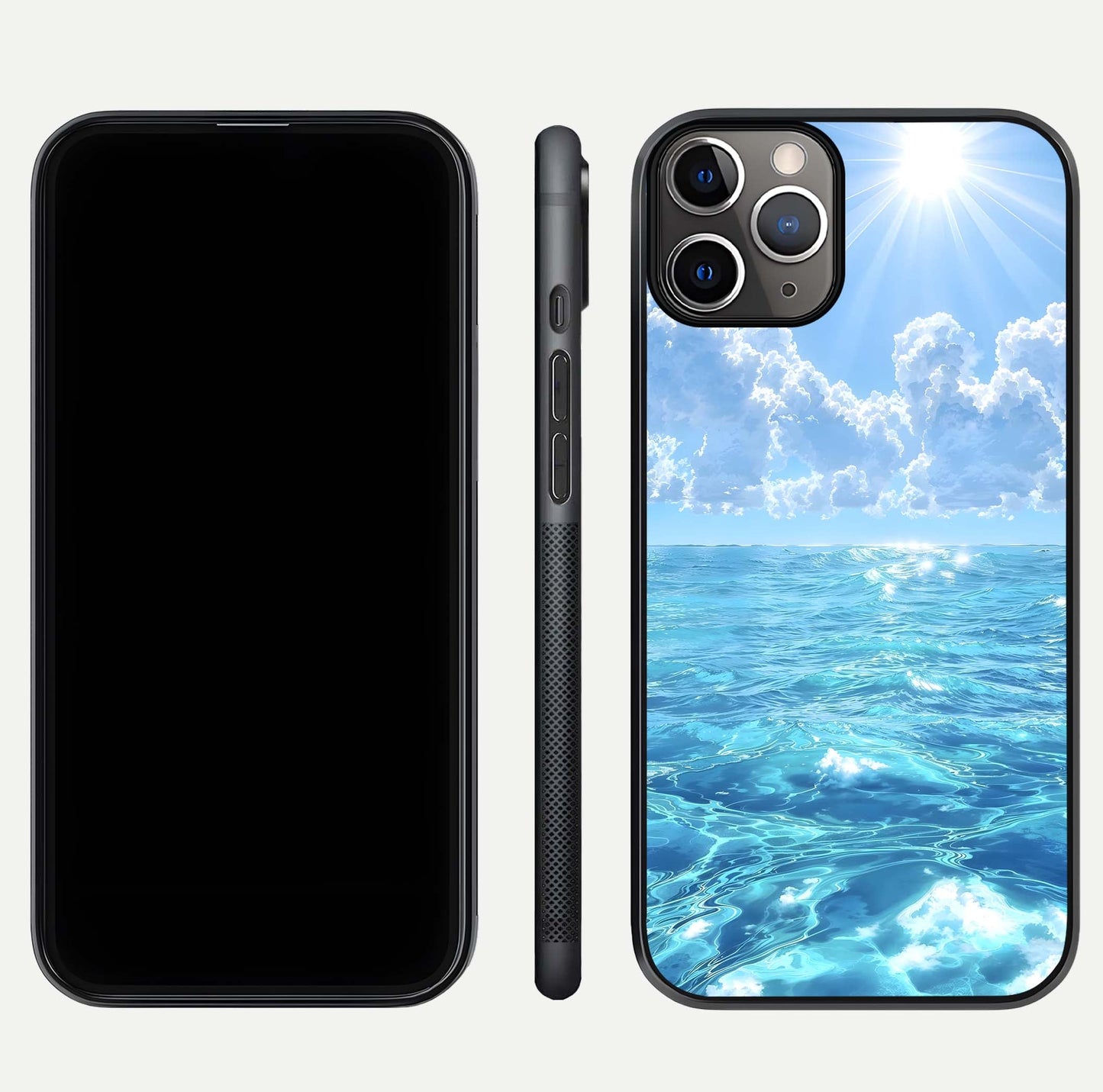 Endless Ocean Horizon Glass Case for iPhone 11 Pro Max close-up highlighting water texture and reflection shine