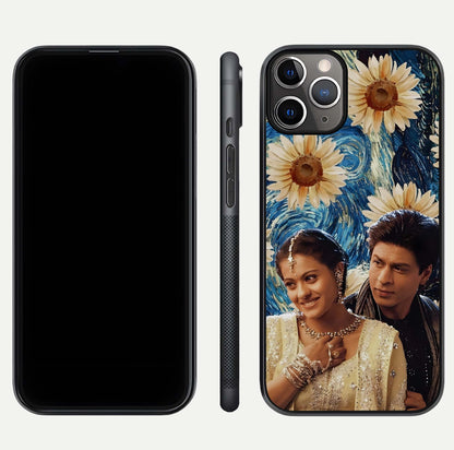 Eternal Love Story Glass Case for iPhone 11 Pro Max close-up highlighting couple detail and light reflection