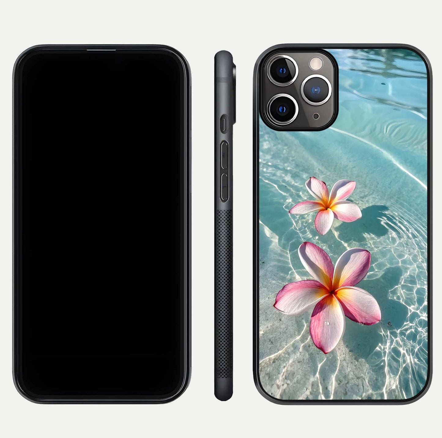 Floating Bloom Bliss Glass Case for iPhone 11 Pro Max close-up highlighting petal detail and reflection tone
