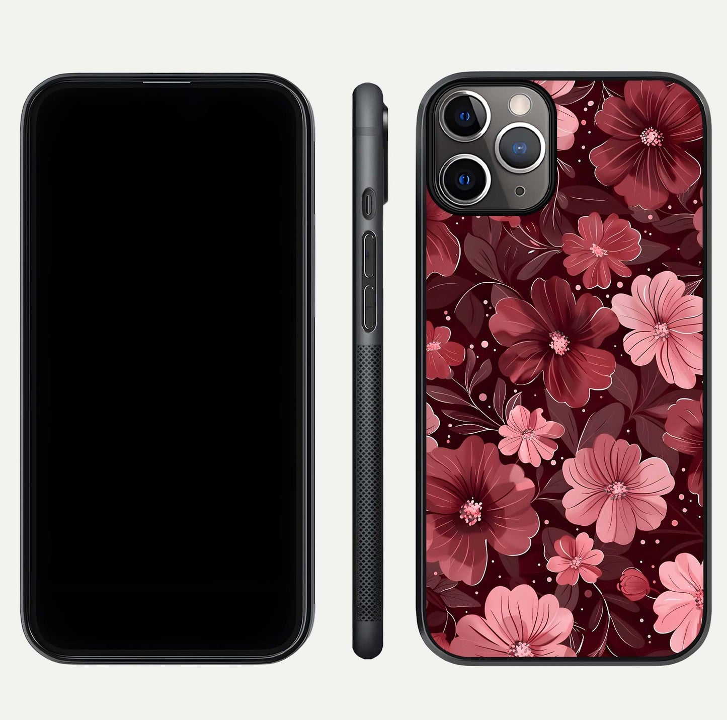 Flower Blush Bloom Glass Case for iPhone 11 Pro Max close-up highlighting pastel tones and reflection clarity