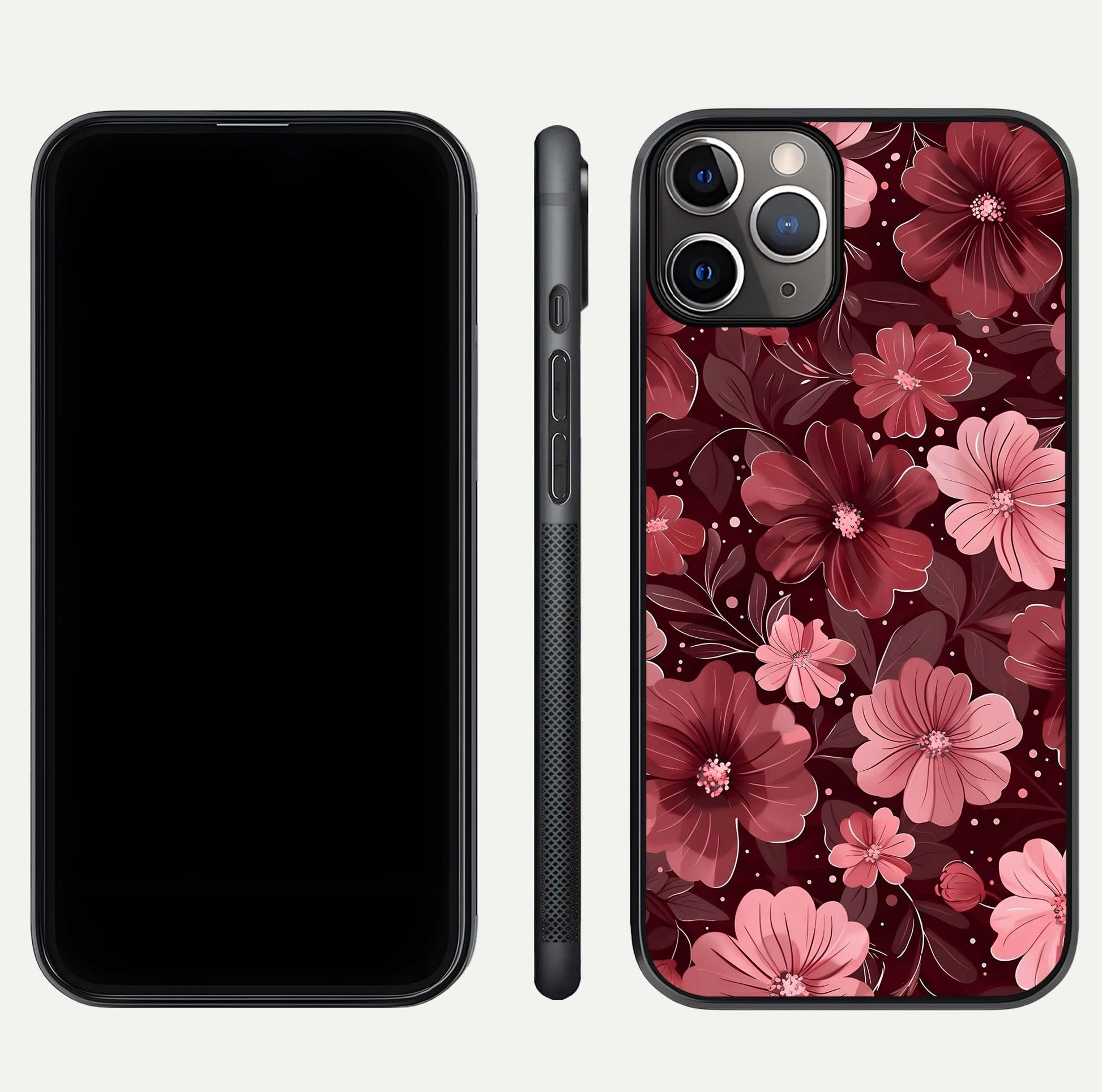 Flower Blush Bloom Glass Case for iPhone 11 Pro Max close-up highlighting pastel tones and reflection clarity
