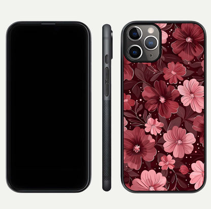 Flower Blush Bloom Glass Case for iPhone 11 Pro Max close-up highlighting pastel tones and reflection clarity
