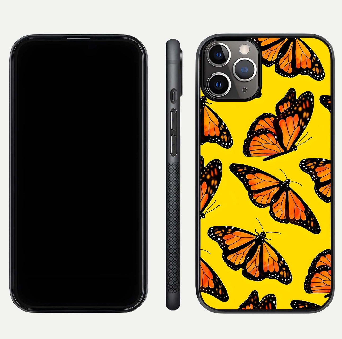 Golden Wing Flight Glass Case for iPhone 11 Pro Max close-up angled shot showing metallic wing texture and shine detail