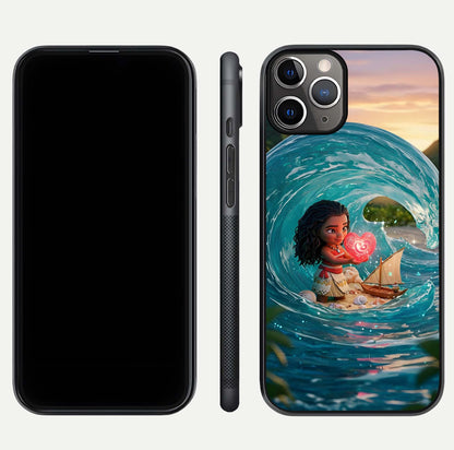 Heart of Ocean Glass Case for iPhone 11 Pro Max close-up angled shot showing blue tones and reflection shine