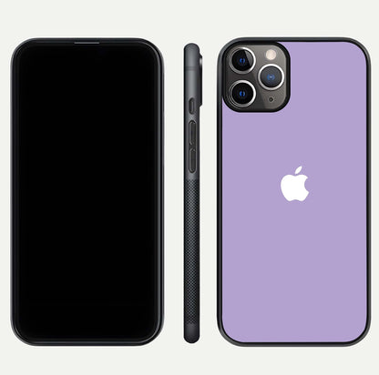 Lavender Soft Minimal Glass Case for iPhone 11 Pro Max close-up angled shot showing clean color texture and shine