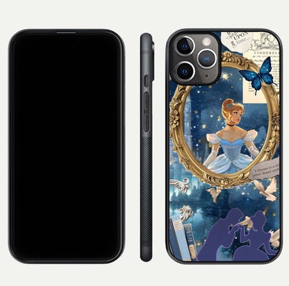 Midnight Queen Glass Case for iPhone 11 Pro Max close-up angled shot featuring crown motif and gloss reflection