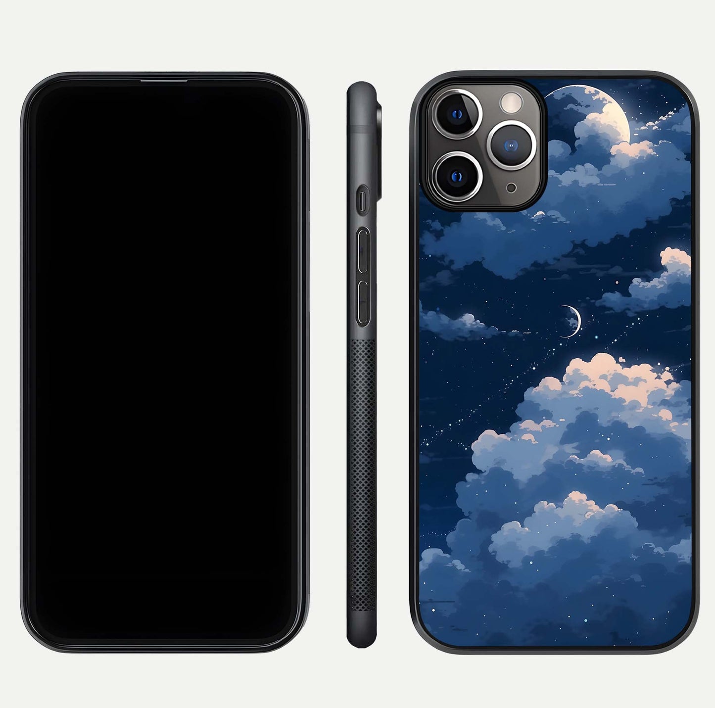 Moon Dream Haze Glass Case for iPhone 11 Pro Max close-up angled shot showing moon reflection and subtle glow