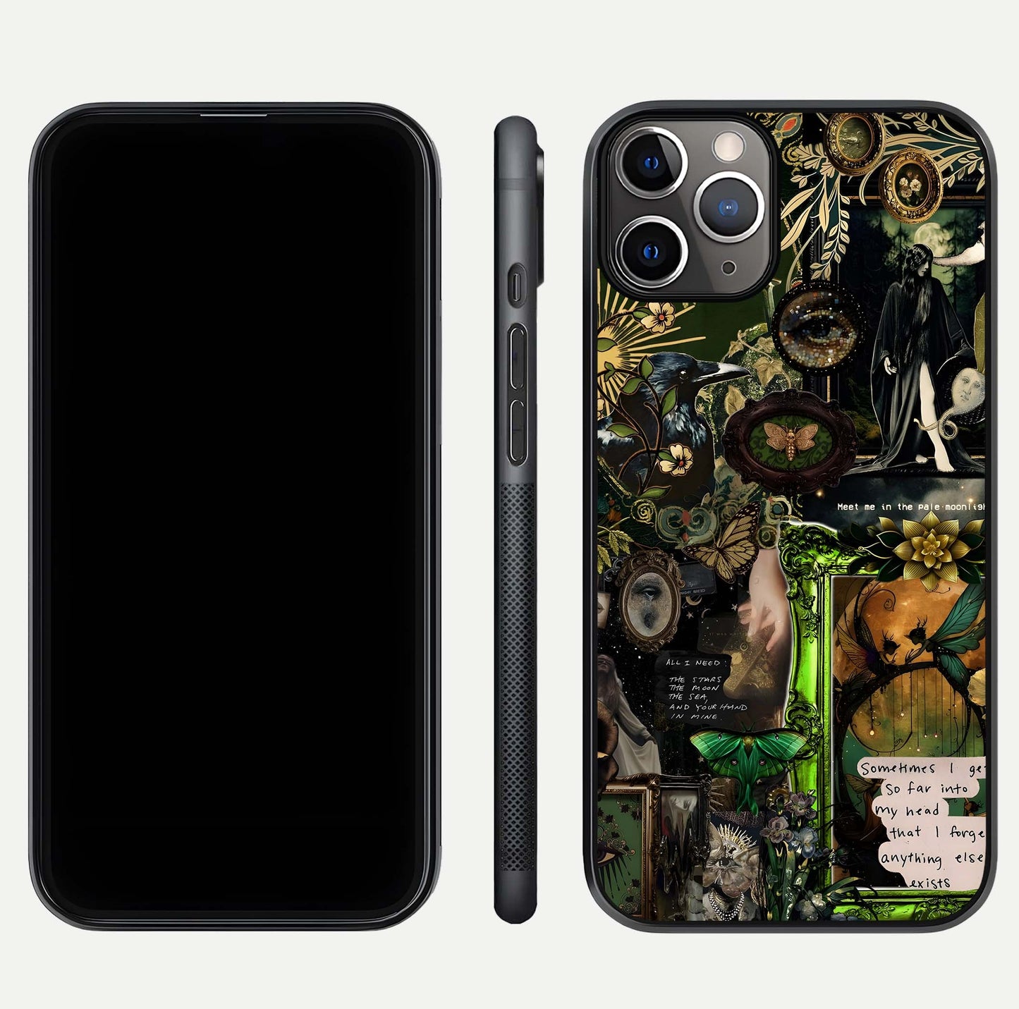 Mystic Woods Secret Glass Case for iPhone 11 Pro Max close-up angled shot highlighting tree texture and reflection