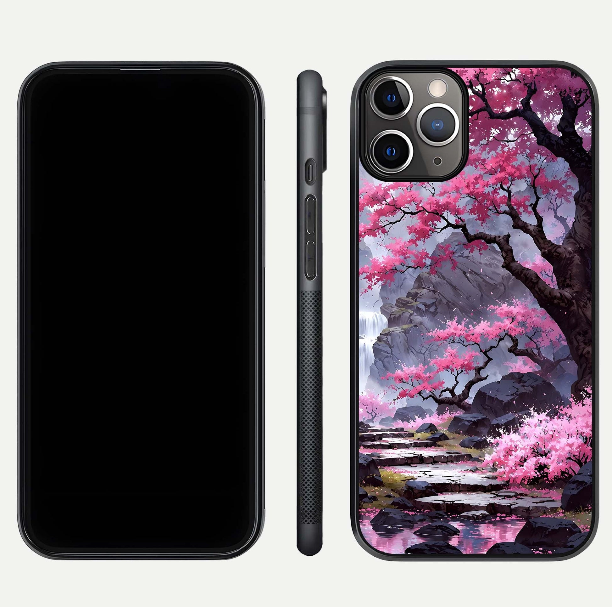 Pinkish Scenery Glass Case for iPhone 11 Pro Max close-up angled shot showing reflection and gradient color blend