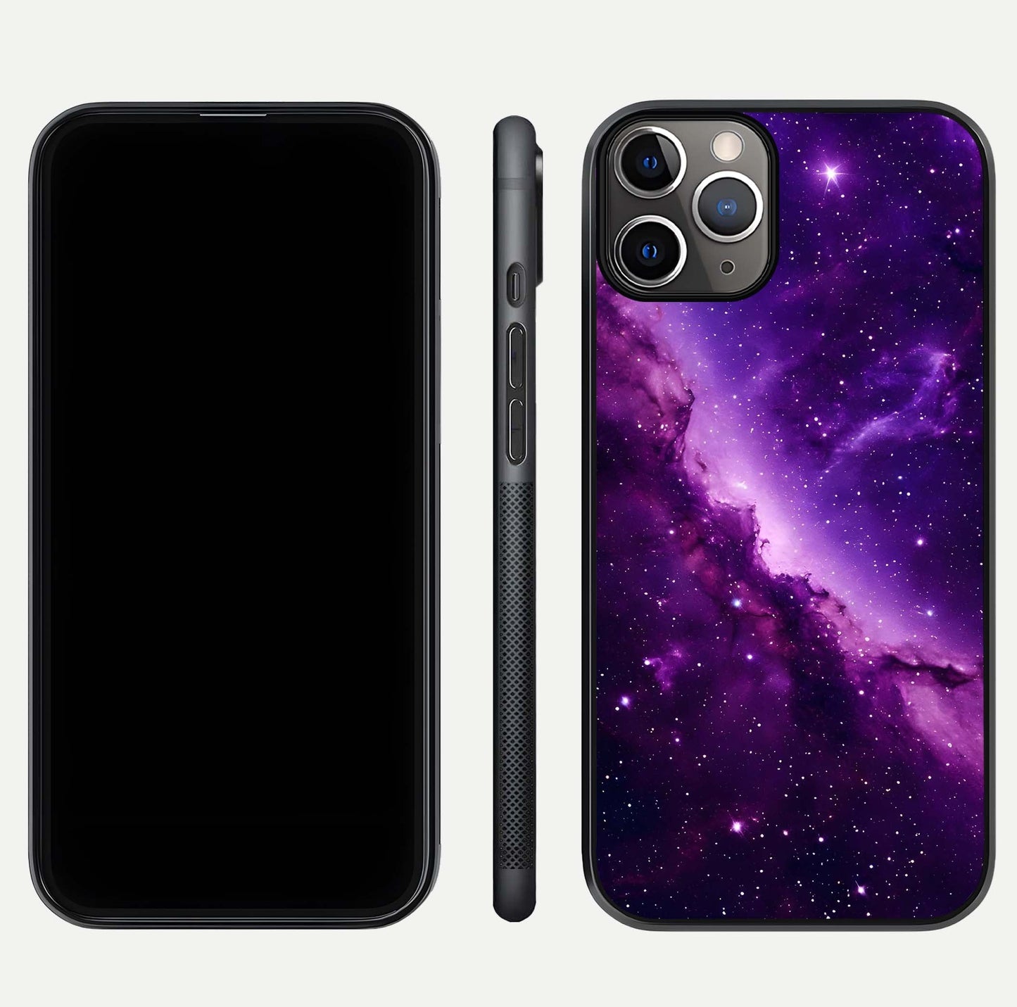 Purple Shade Sky Glass Case for iPhone 11 Pro Max close-up angled shot highlighting color gradient and reflection