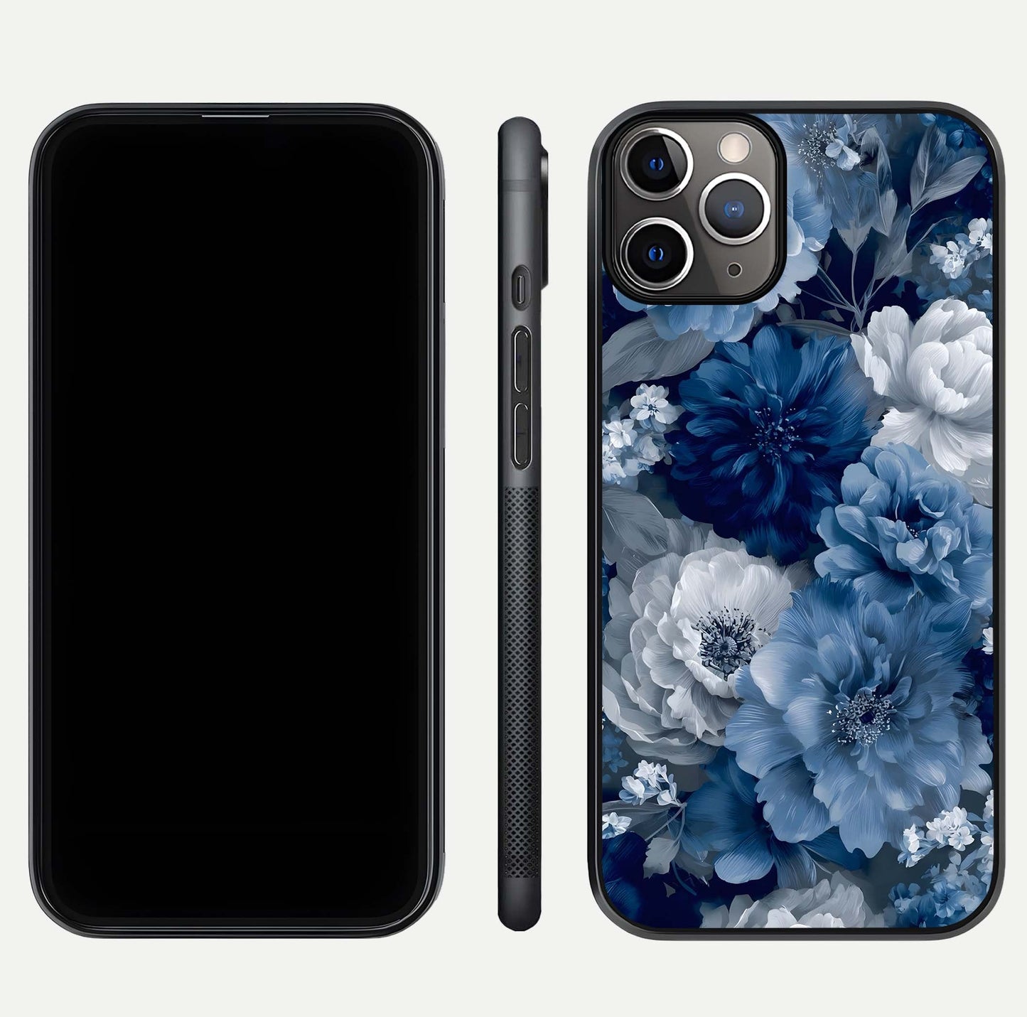 Royal Bloom Garden Glass Case for iPhone 11 Pro Max close-up angled shot highlighting royal bloom texture and reflection